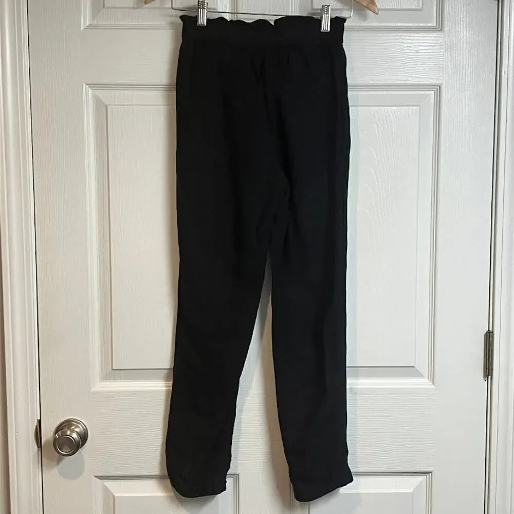 H&M Black Linen High Rise Paperbag Ankle Pants Size 2